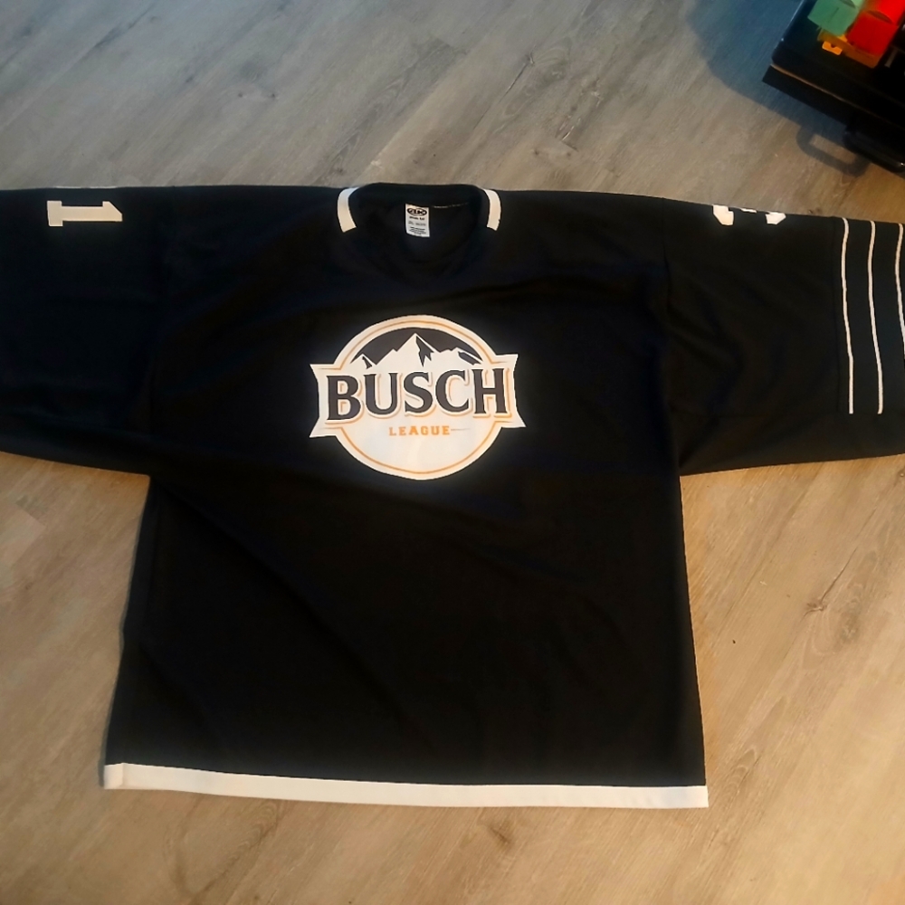 Busch League Hockey Jersey Black White #31 Beer Promo Men’s Size 2XL